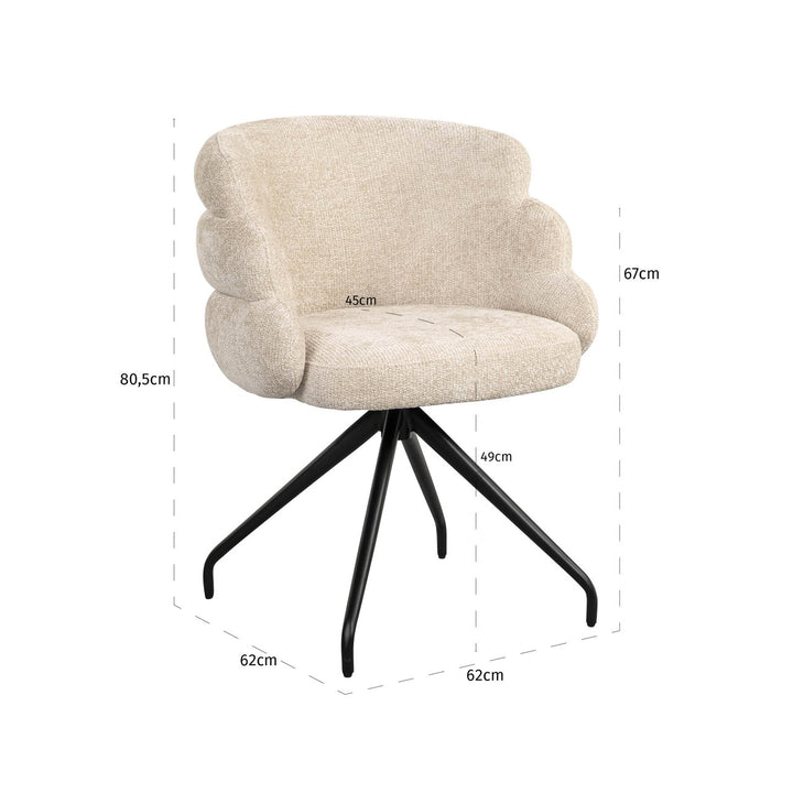 Dining room chair Kayla cream unicorn swivel