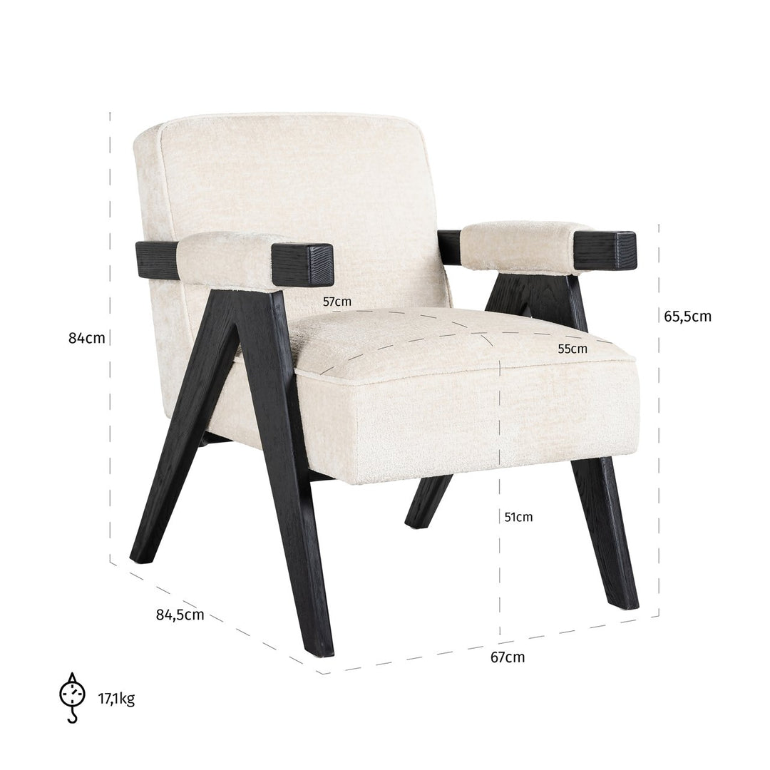 Lounge-Sessel Cooper, weißes Chenille