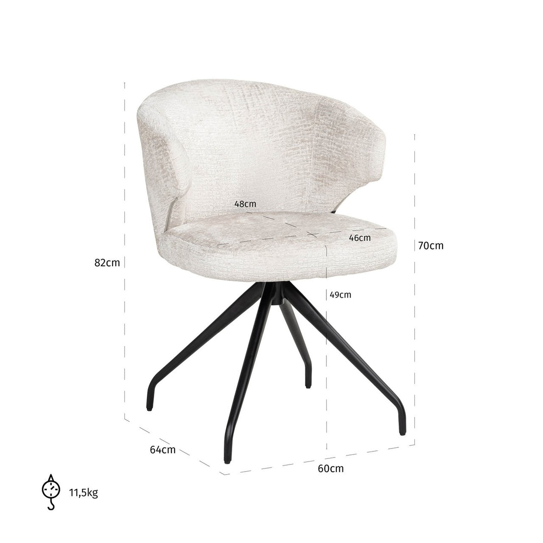 Eetkamerstoel Milly cream fusion swivel