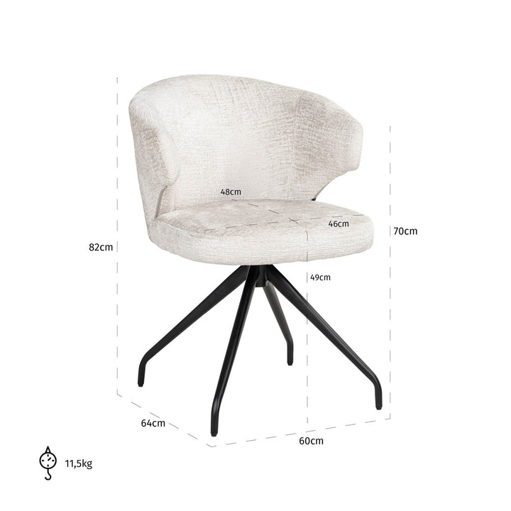 Eetkamerstoel Milly cream fusion swivel