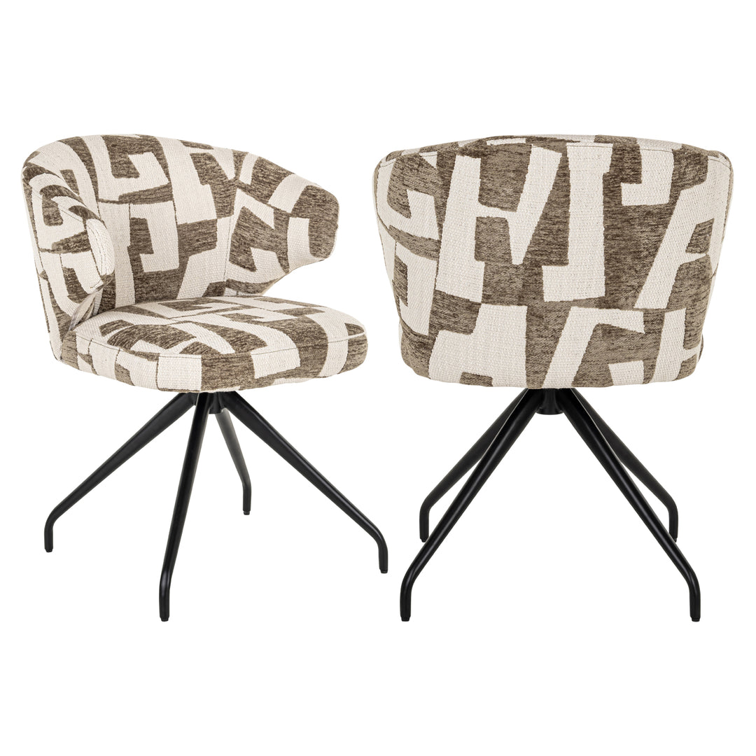 Dining room chair Milly moss graffic swivel