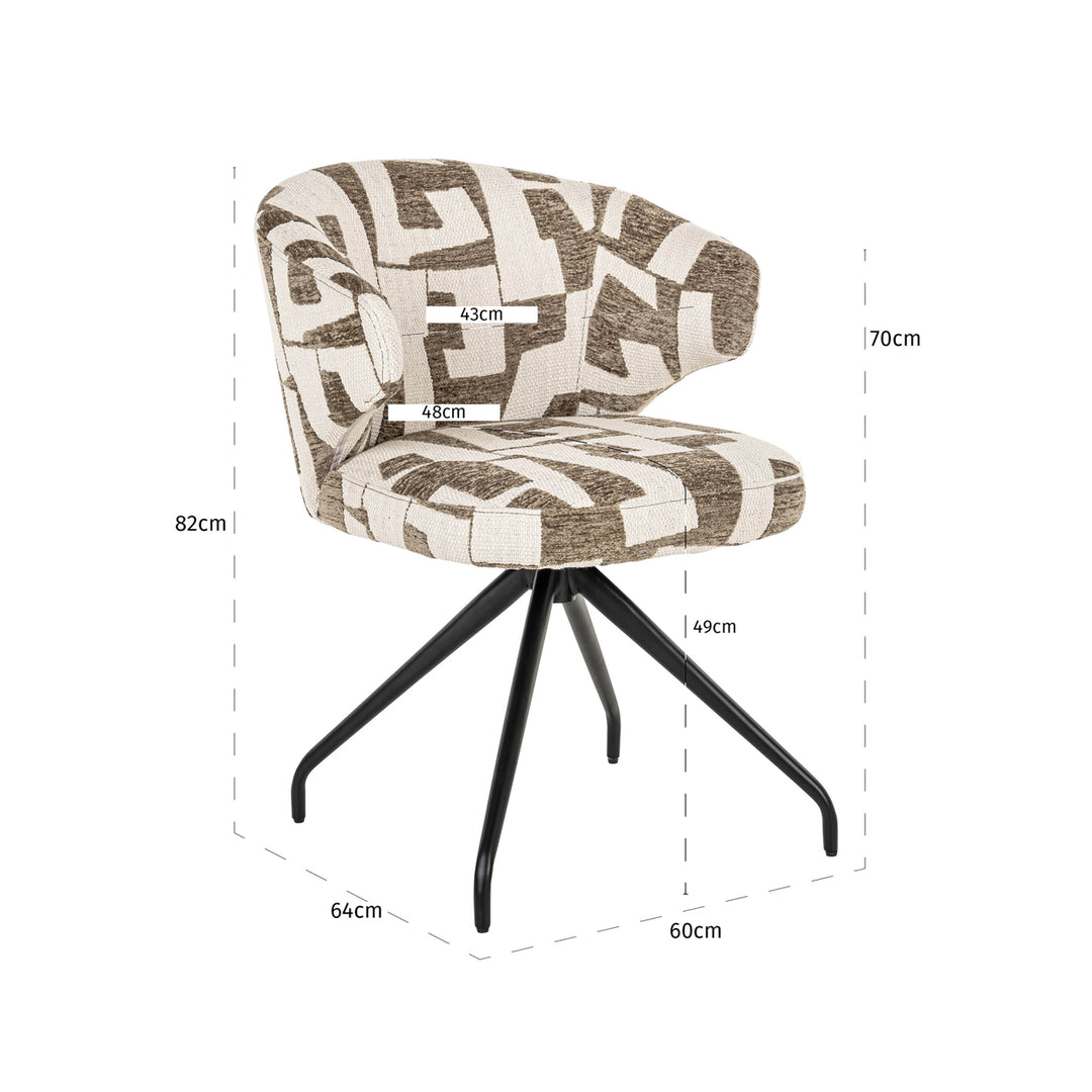Dining room chair Milly moss graffic swivel
