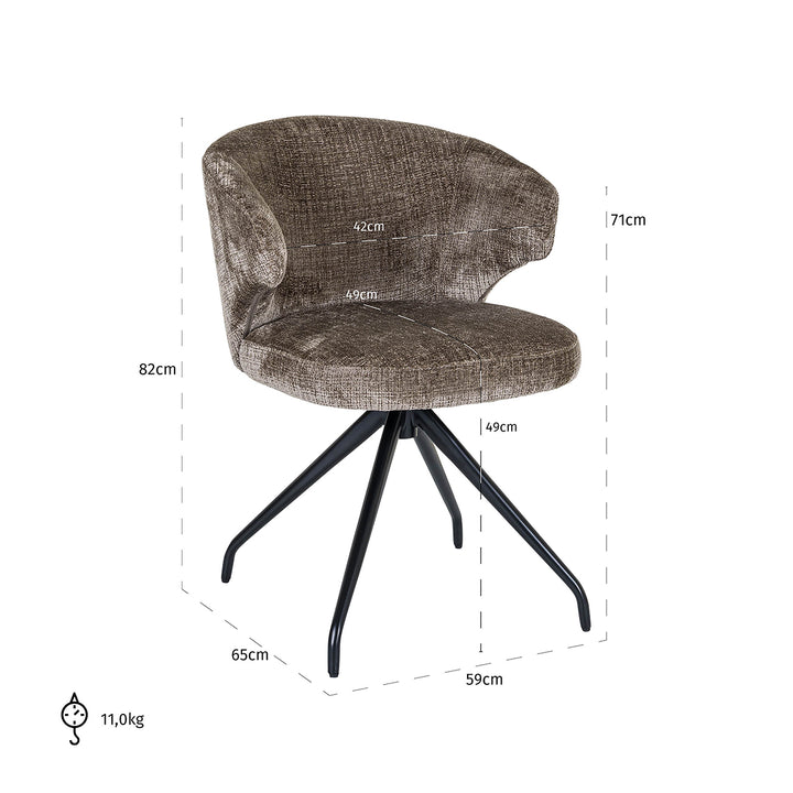Richmond Interiors Drehbarer Esszimmerstuhl Milly – Stein-Chenille