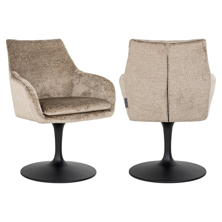 Dining room chair Marlon taupe chenille swivel