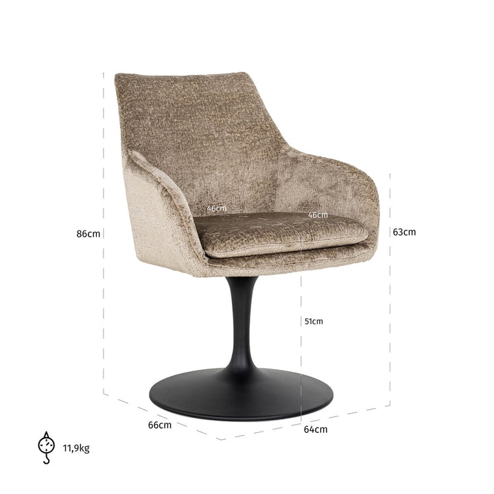 Dining room chair Marlon taupe chenille swivel