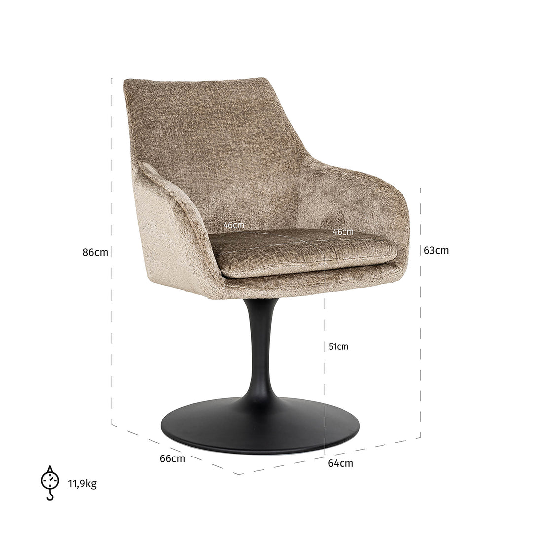 Swivel chair Marlon taupe chenille (Bergen 104 taupe chenille)