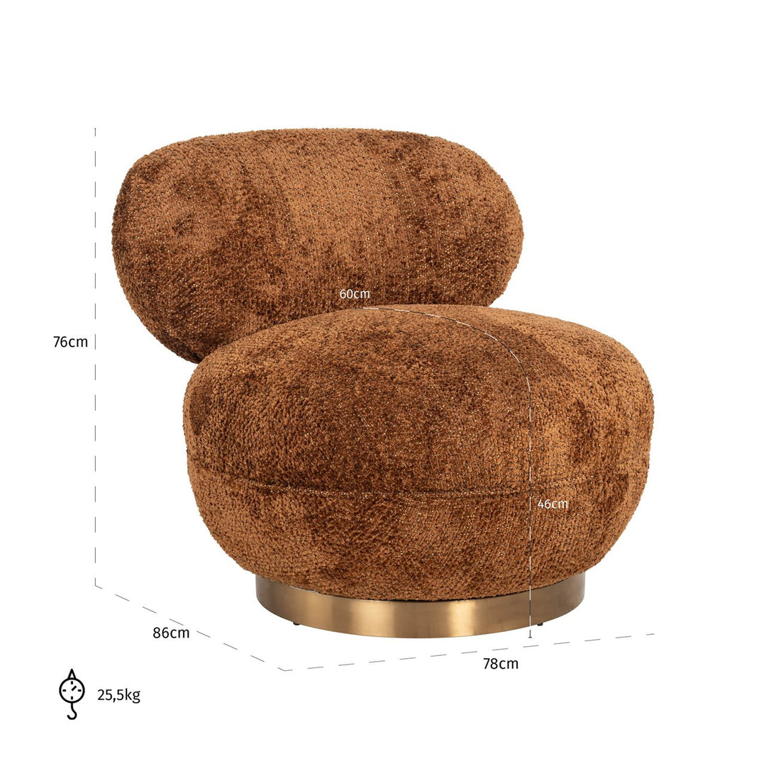 Lounge chair Jace lovely cinnamon swivel