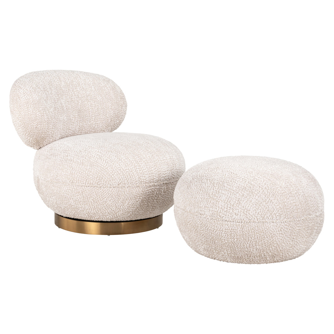 Lounge stoel Jace lovely cream swivel