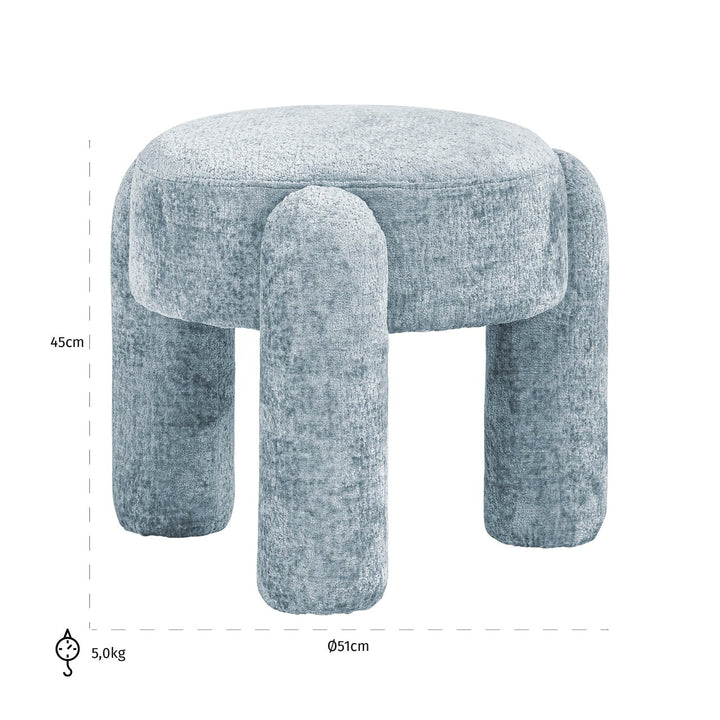 Poef & Voetenbank Holly light blue chenille
