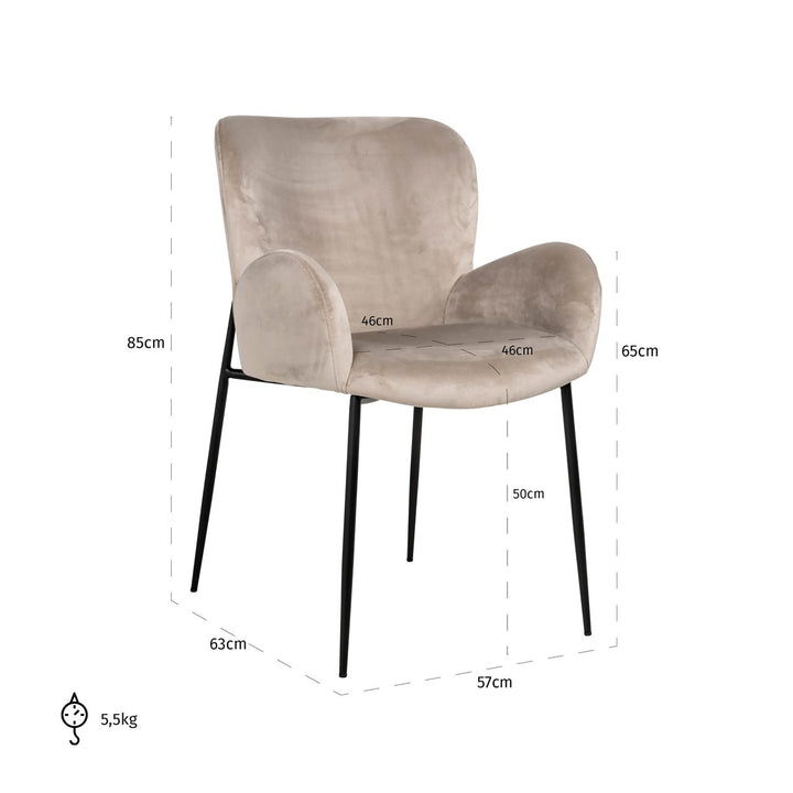 Dining room chair Amber khaki velvet fire retardant