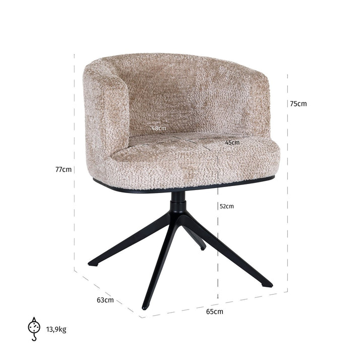 Eetkamerstoel Cheyenne lovely beige swivel
