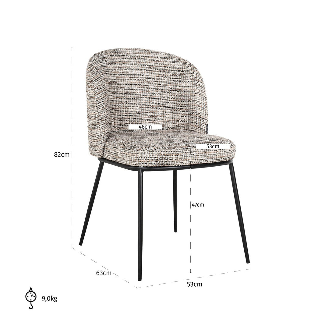 Eetkamerstoel Elvi trendy nature fire retardant (Set of 2)