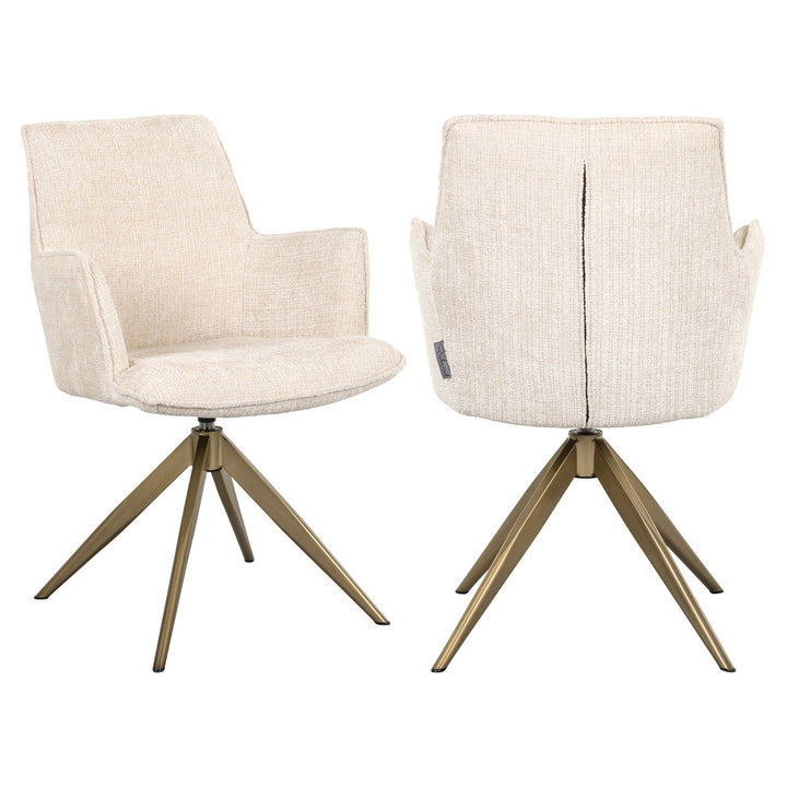 Esszimmerstuhl Dakota Niagara Beige, drehbar mit Armlehne
