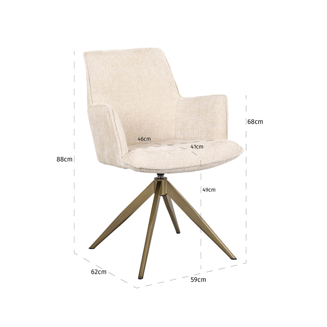 Esszimmerstuhl Dakota Niagara Beige, drehbar mit Armlehne