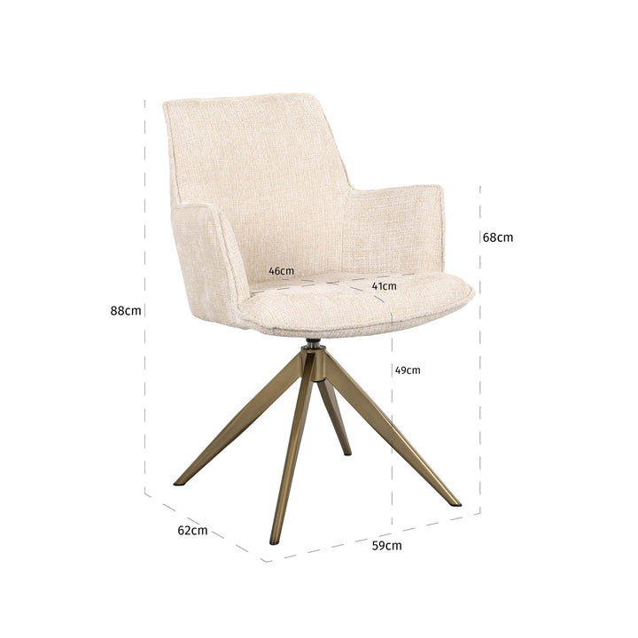 Esszimmerstuhl Dakota Niagara Beige, drehbar mit Armlehne