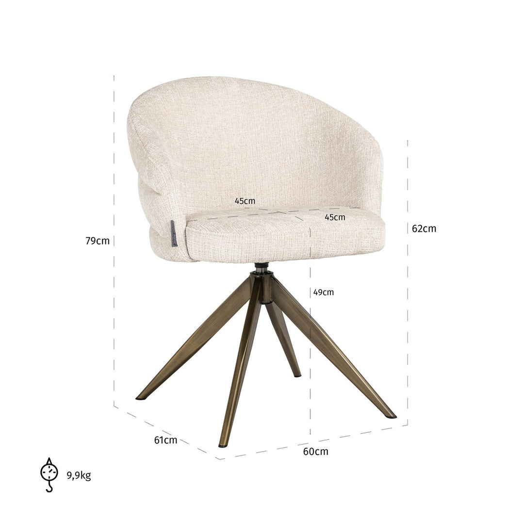 Zendaya Niagara beige swivel dining chair