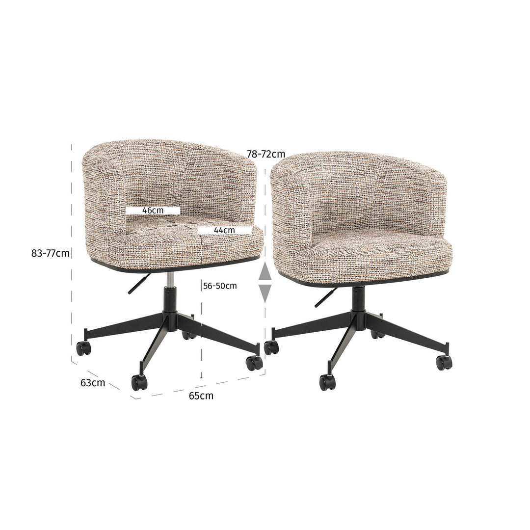 Dining room chair Rochenne trendy nature swivel on wheels