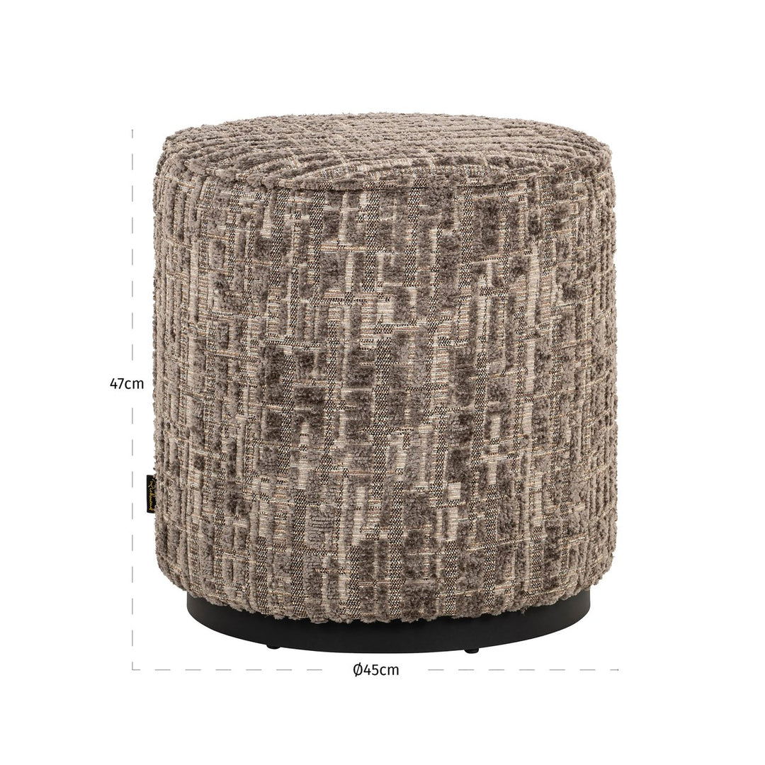 Lexie Greige Pouf &amp; Footstool 45Ø