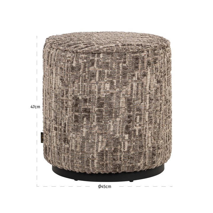 Lexie Greige Pouf &amp; Footstool 45Ø