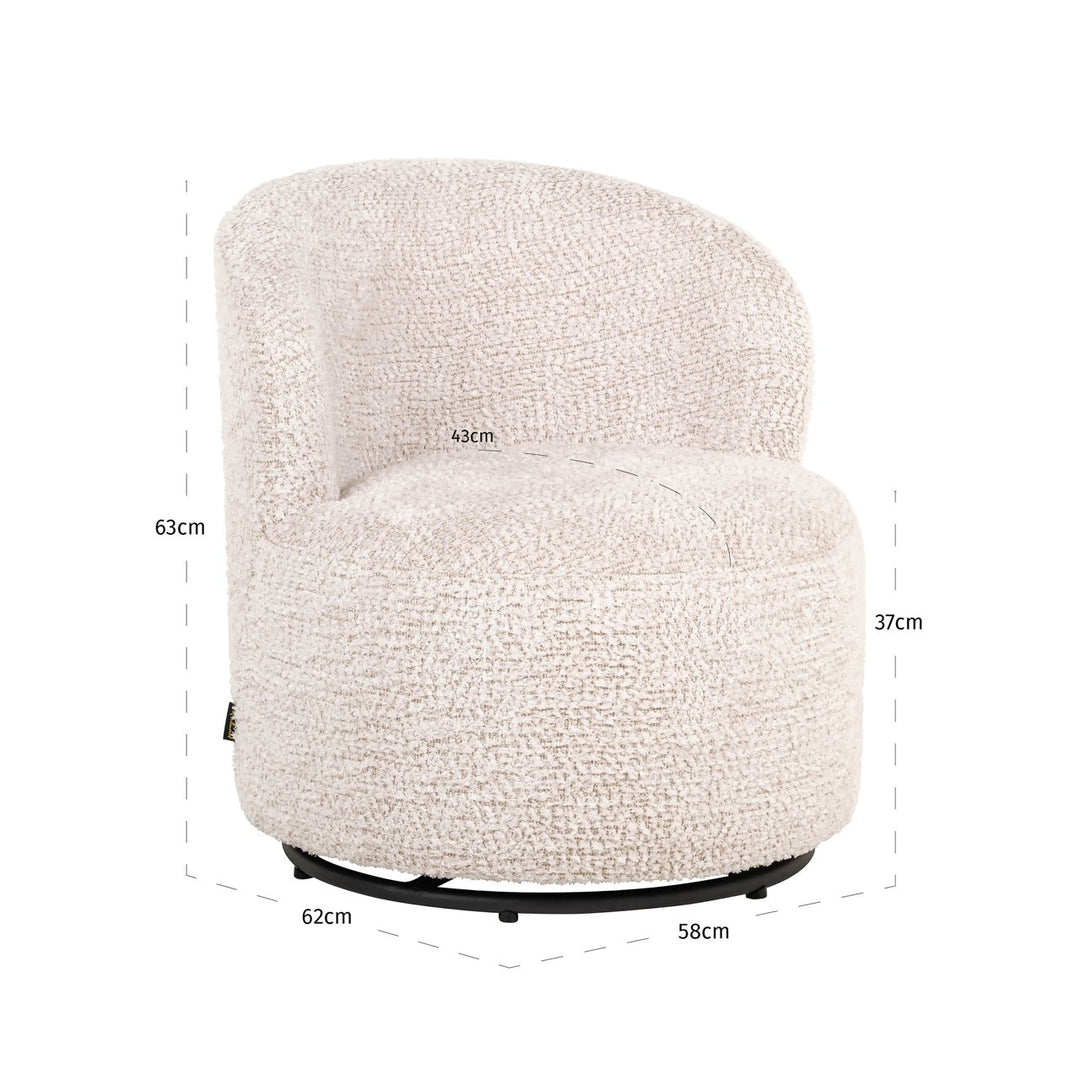Lounge chair Jackie lovely cream swivel kids