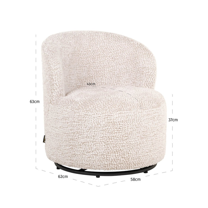 Lounge chair Jackie lovely cream swivel kids