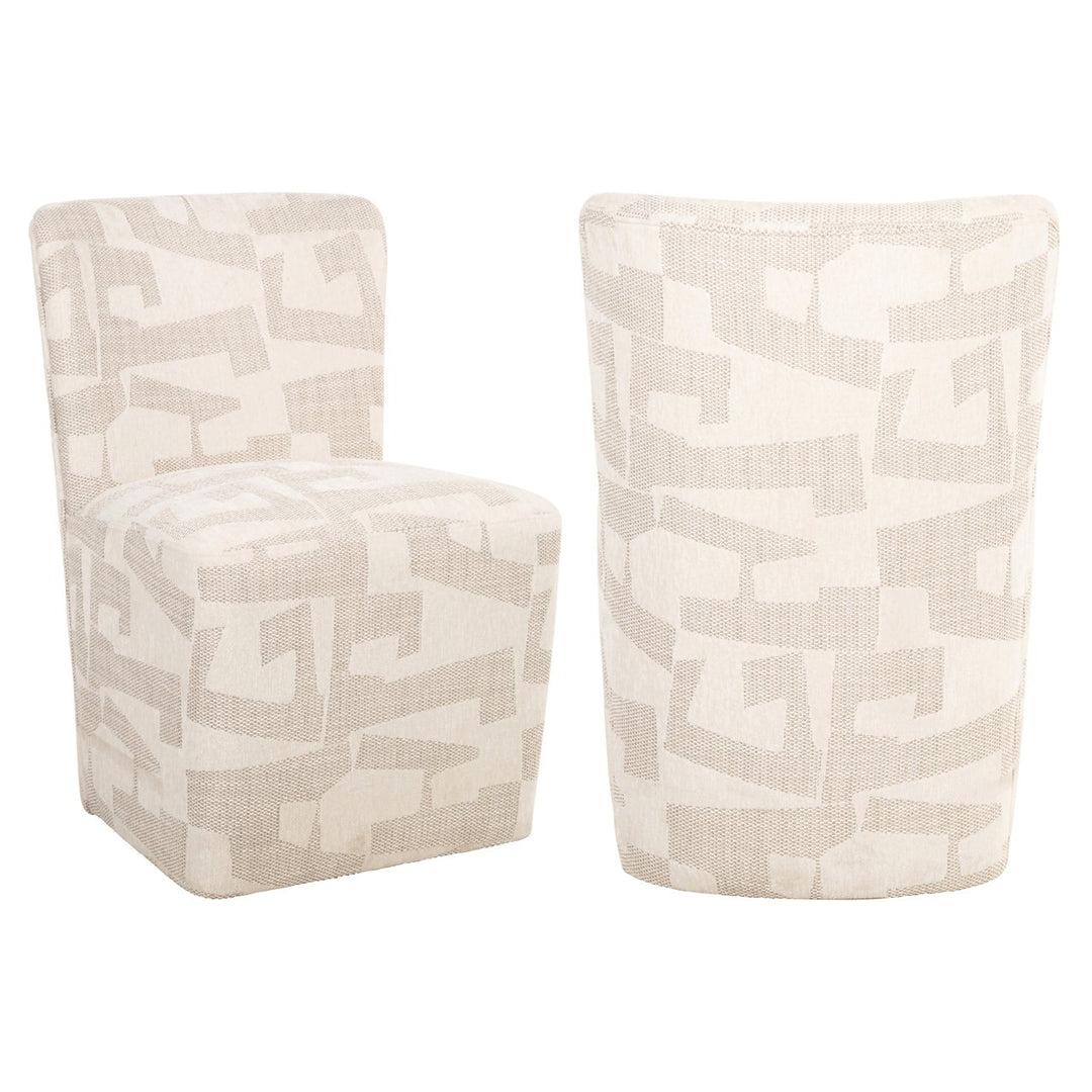 Dining room chair Lorain beige graffiti on wheels
