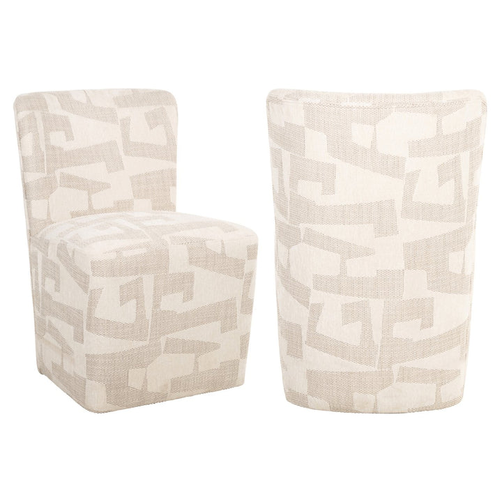 Dining room chair Lorain beige graffiti on wheels