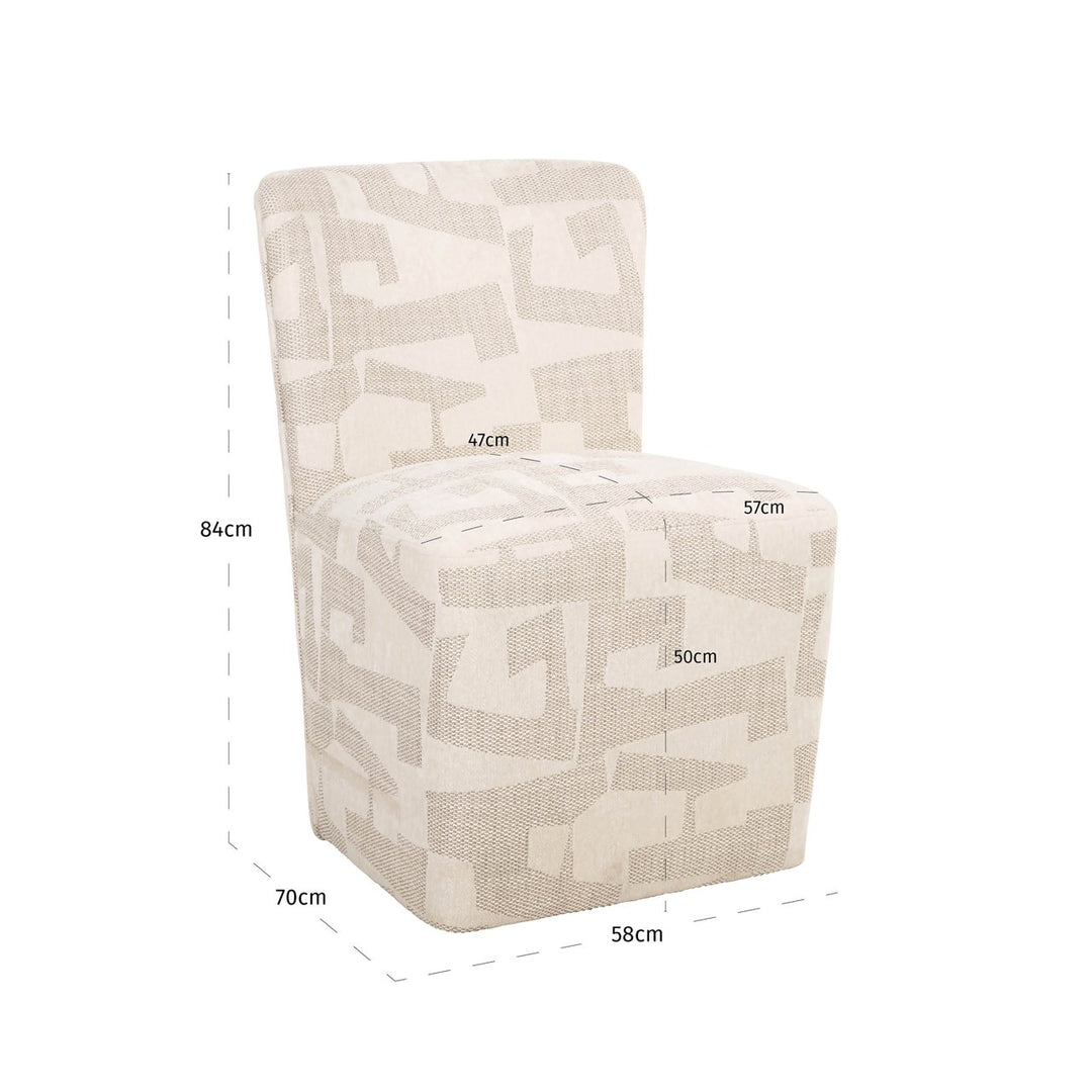 Dining room chair Lorain beige graffiti on wheels