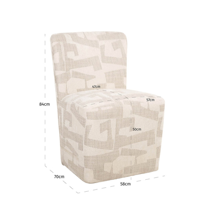 Dining room chair Lorain beige graffiti on wheels
