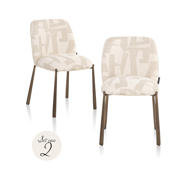 Esszimmerstuhl Lana beige grafisch (2er-Set)