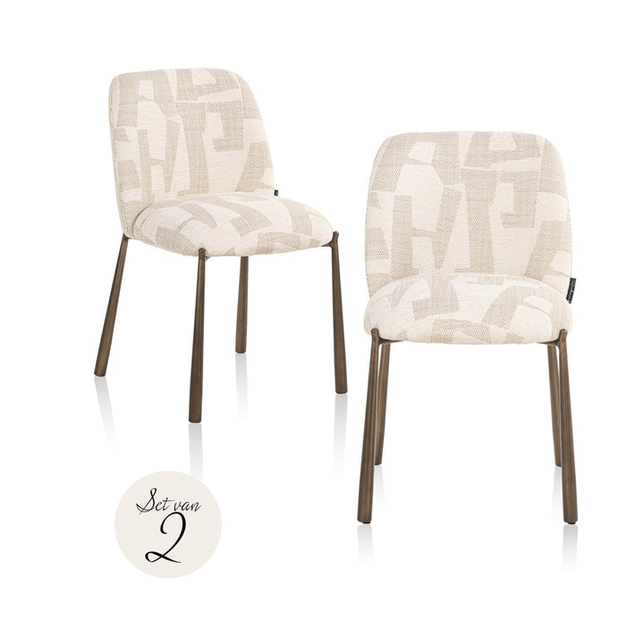 Dining room chair Lana beige graffiti (Set of 2)