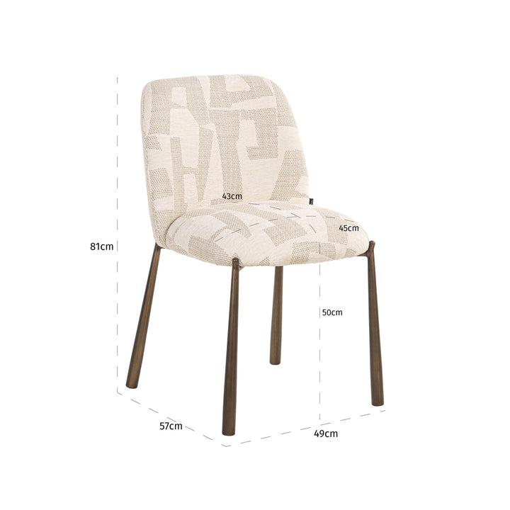 Esszimmerstuhl Lana beige grafisch (2er-Set)
