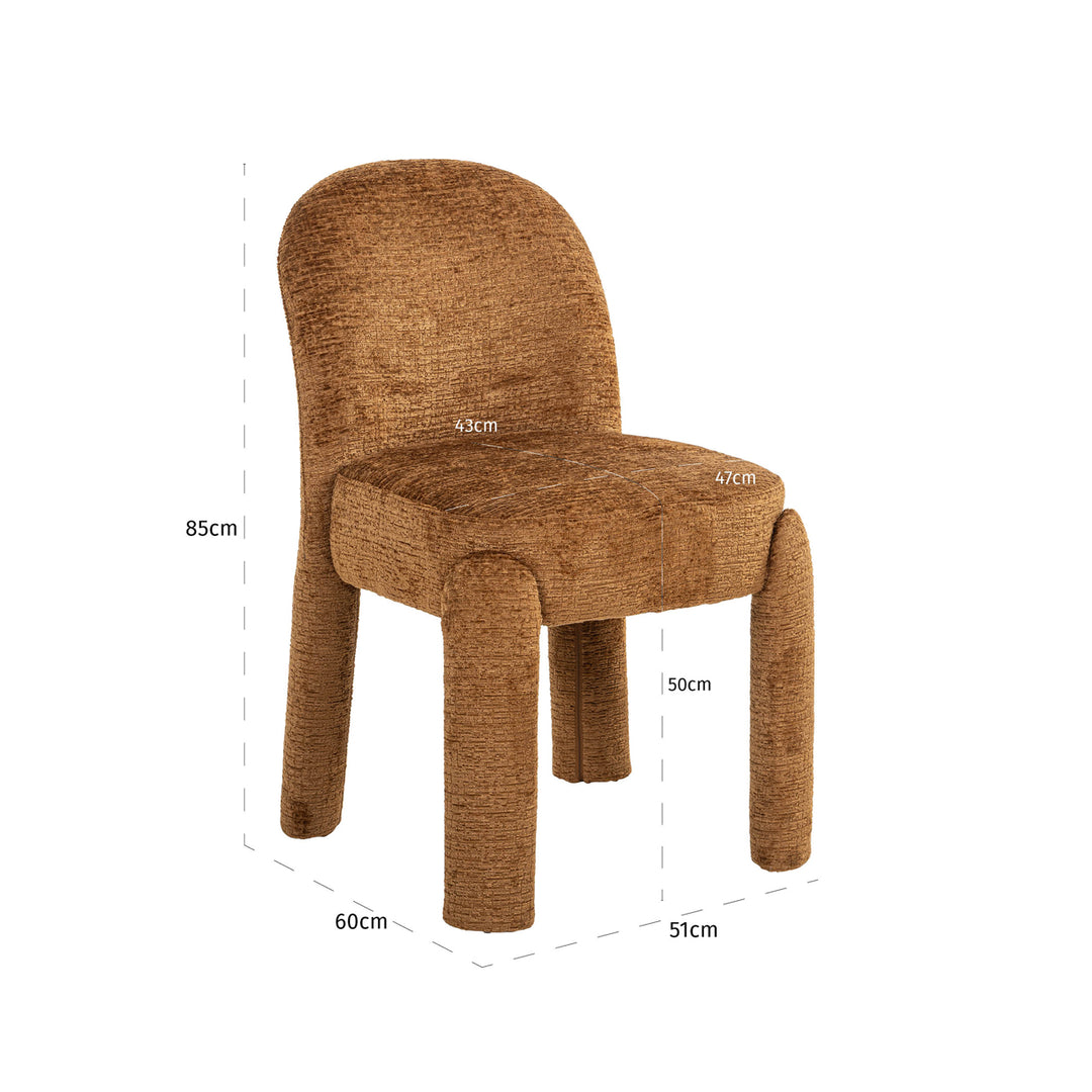 Richmond Eetkamerstoel Brandi Cognac Fusion - set van 2 - maattekening | CéJor Wonen