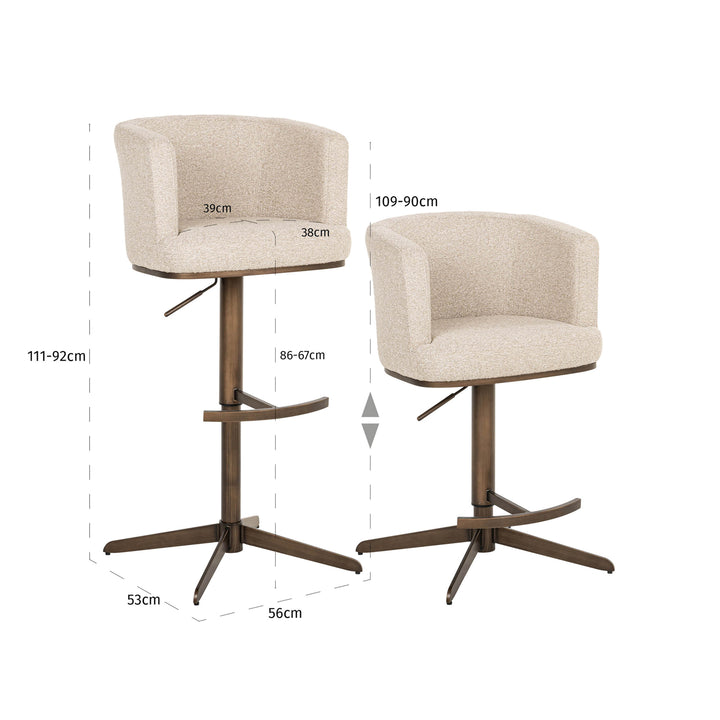 Richmond Barstoel Cheyenne Biscotti Swivel