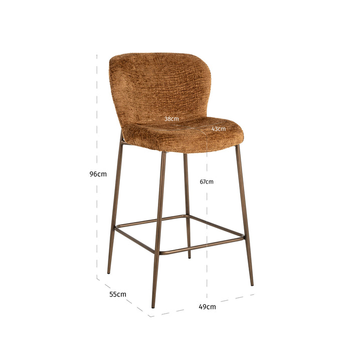 Richmond Counterstoel Odarby Cognac Fusion - maattekening | CéJor Wonen