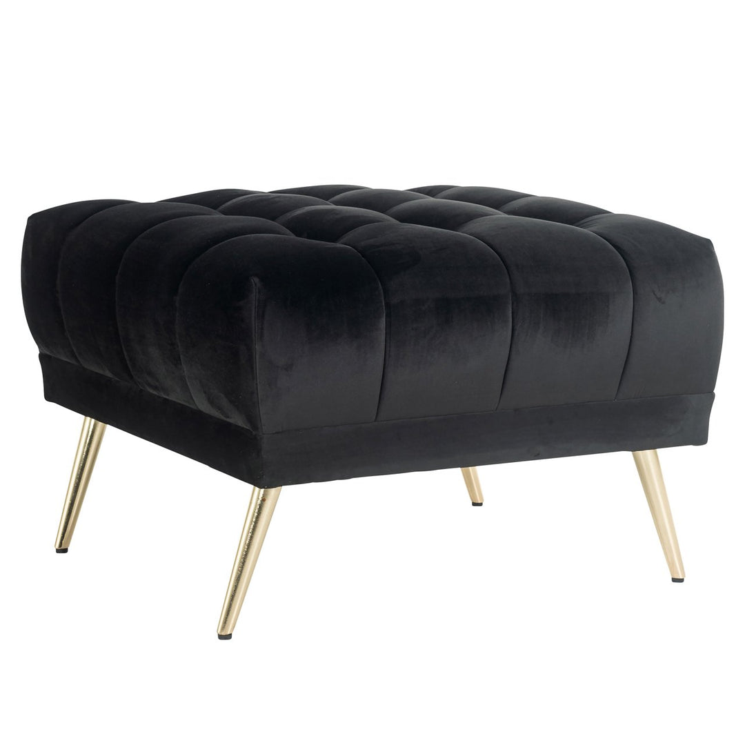Ottoman &amp; Footstool Huxley anthracite velvet