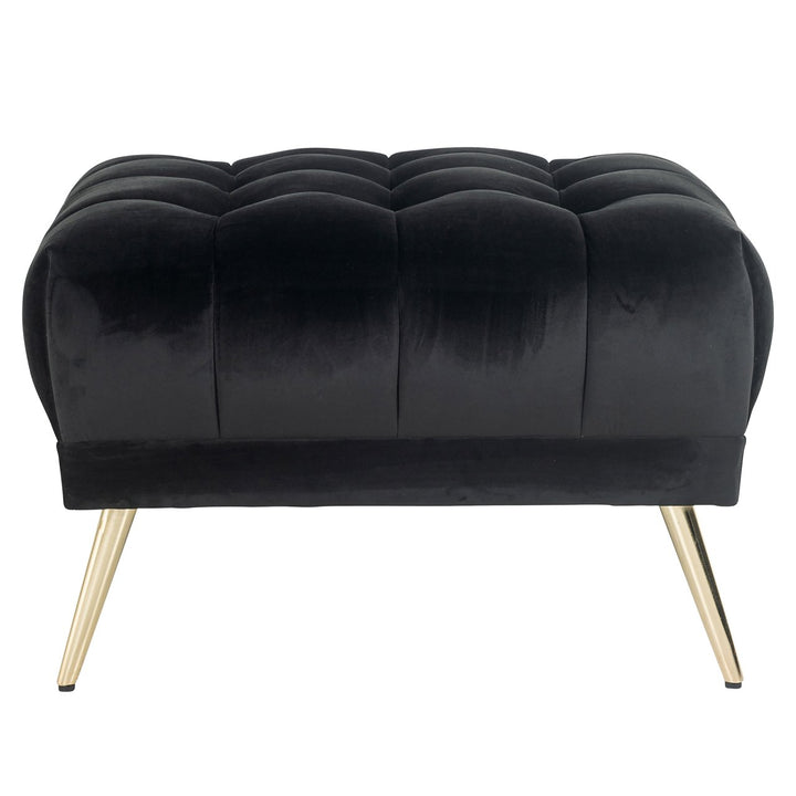 Ottoman &amp; Footstool Huxley anthracite velvet