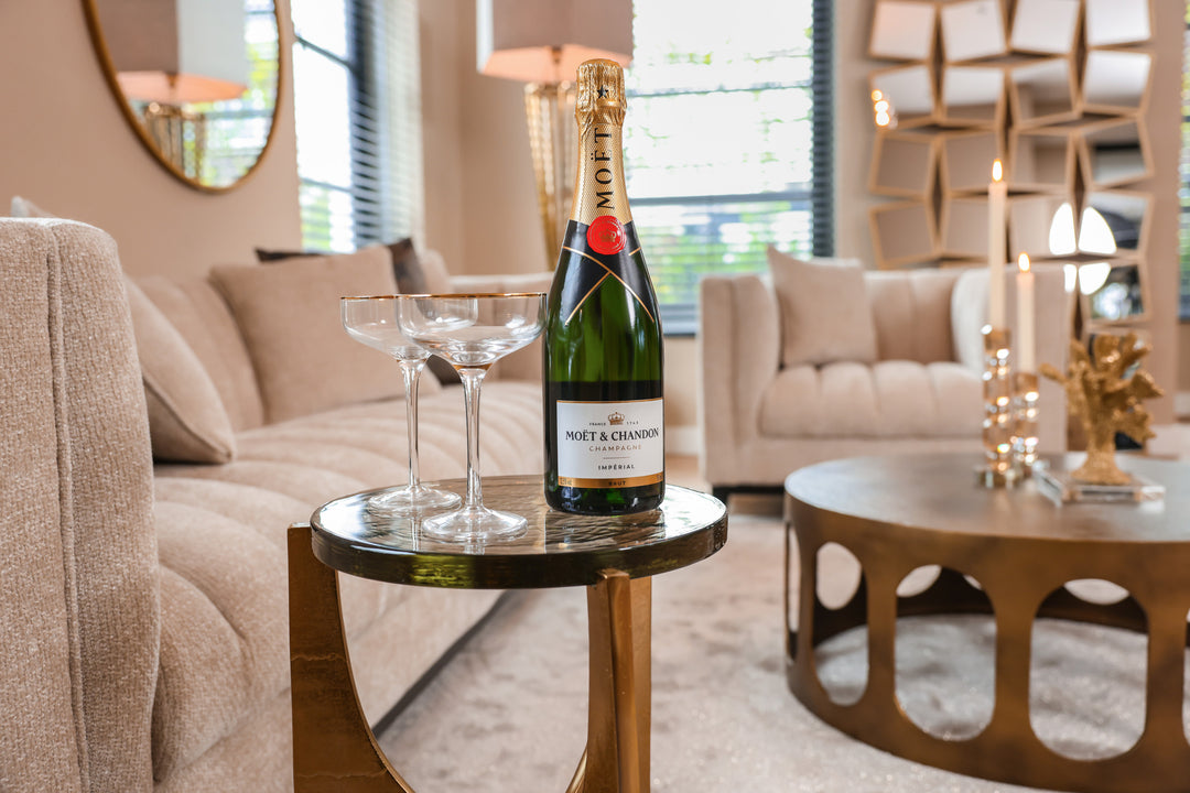 Du Pont brushed gold coffee table