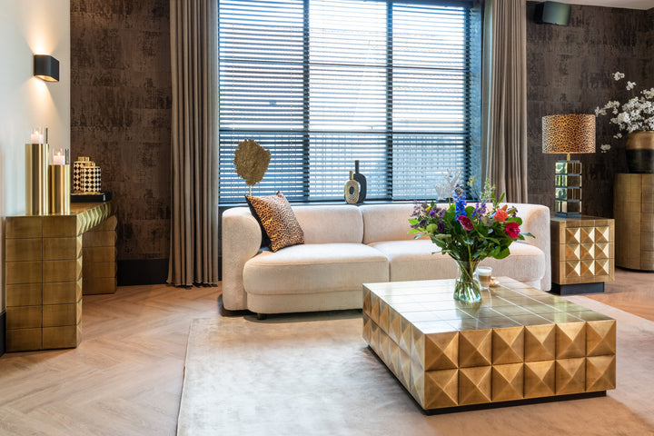 Salontafel Collada brushed gold incl. glass top