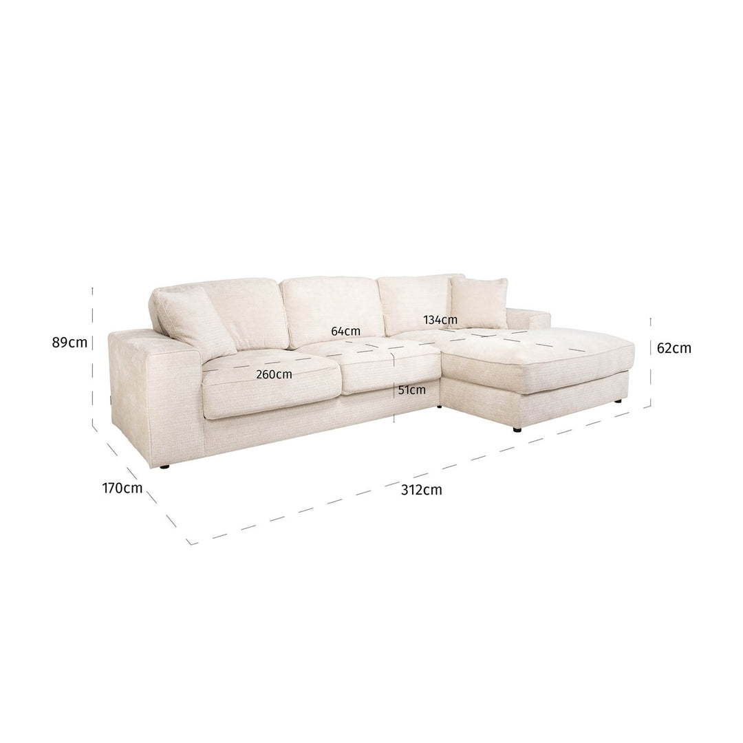 Sofa Santos niagara beige 2.5-seater + lounge right