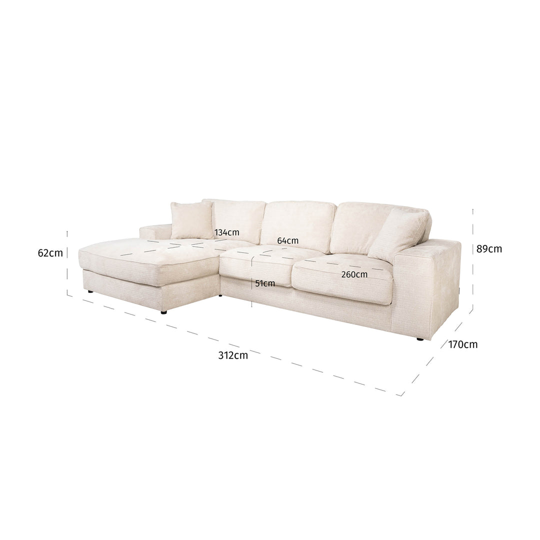 Sofa Santos niagara beige 2.5-seater + lounge left