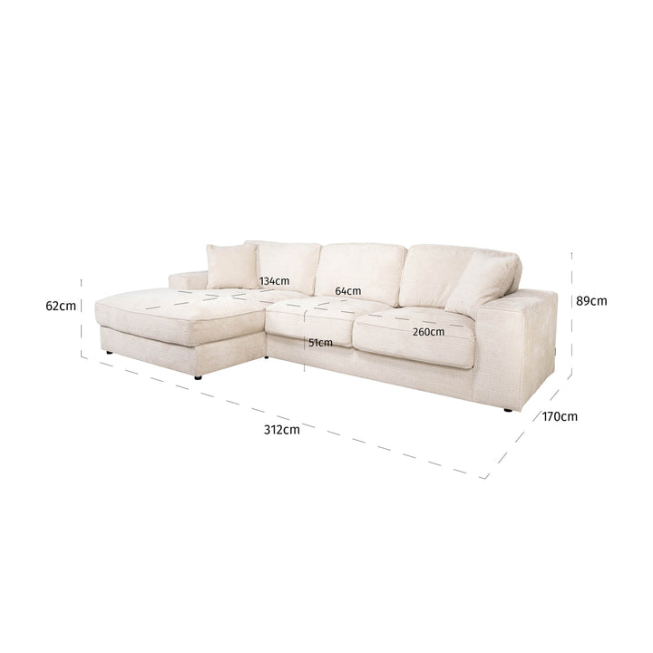 Sofa Santos niagara beige 2.5-seater + lounge left