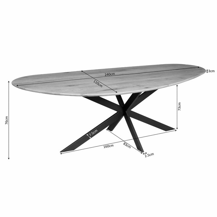 Eettafel Cloud | 240 cm | Eiken | Zwart