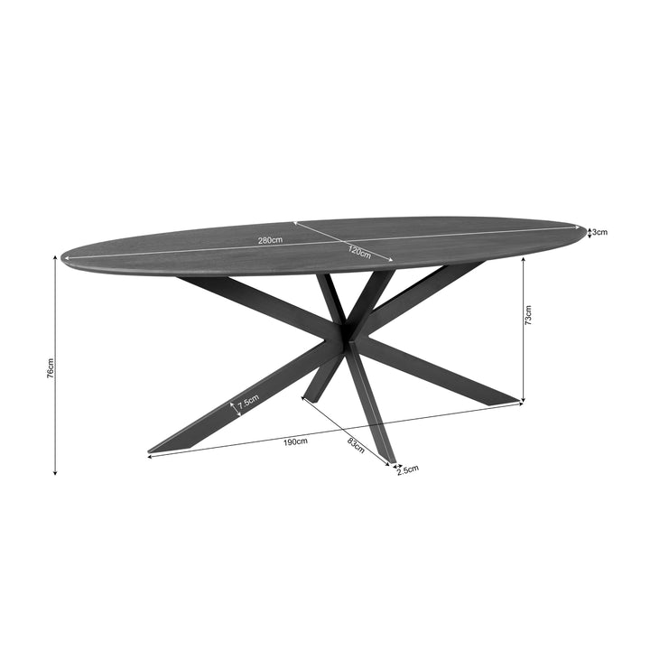 Ferris oak dining table | Oval 280 cm | Black