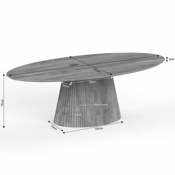 Solana dining table | 240 cm | Oval | Taupe