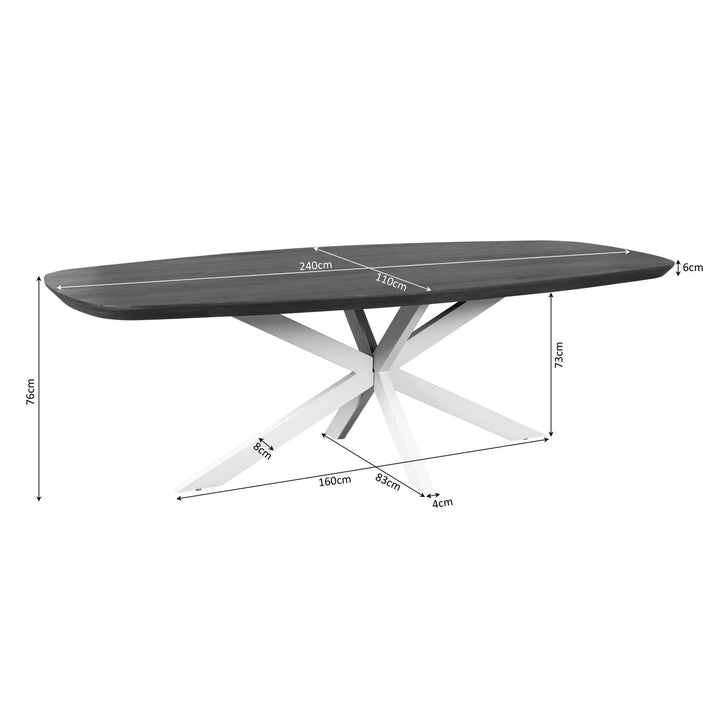 Eettafel Madison Bruin | 240 cm | Deens Ovaal | Poot Zwart