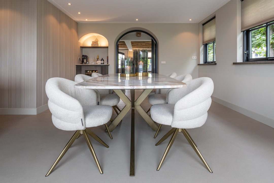 Eettafel Bottega Blush beige danish oval 220