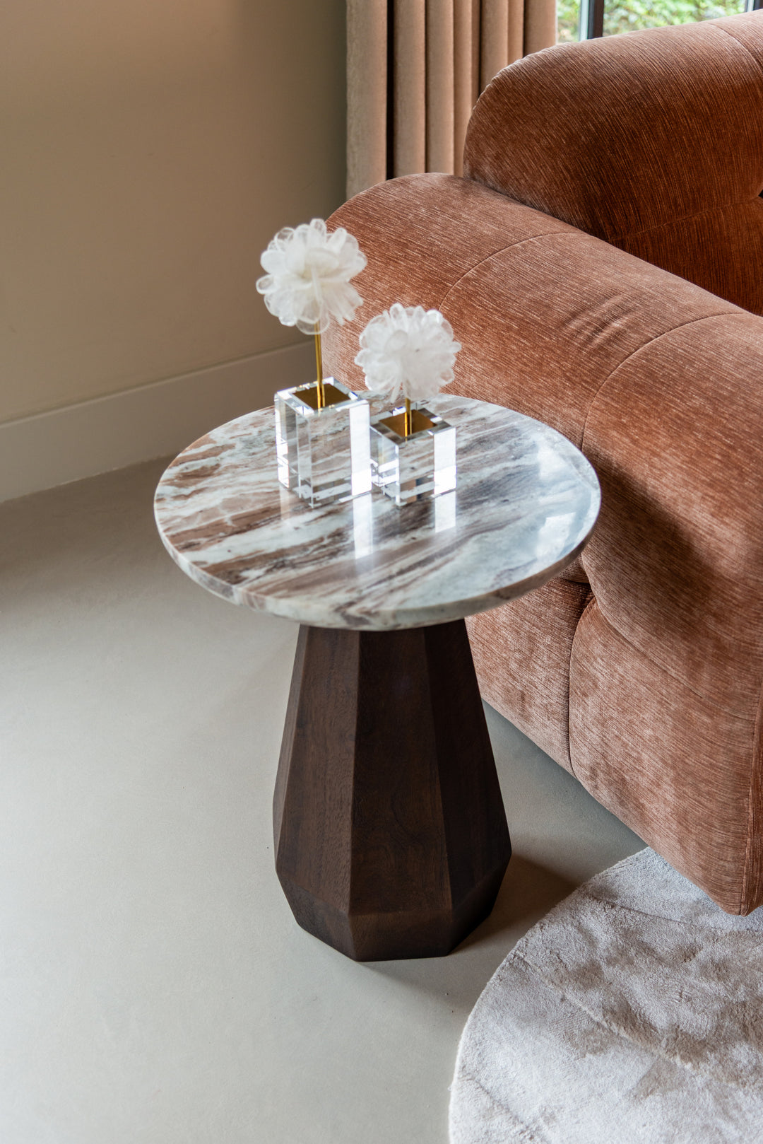 Bijzettafel Oberoy Blush beige 45Ø