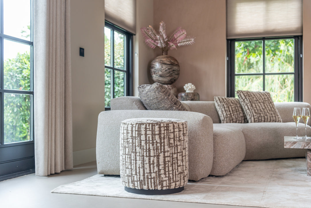Lexie cream pouf &amp; footstool 45Ø