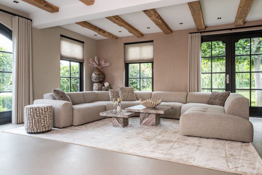 Lexie cream pouf &amp; footstool 45Ø